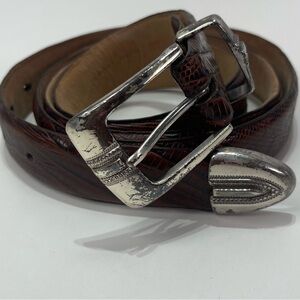 Genuine Italian Calfskin Leather Dress Belt Brown Men 46 Western Animal Print